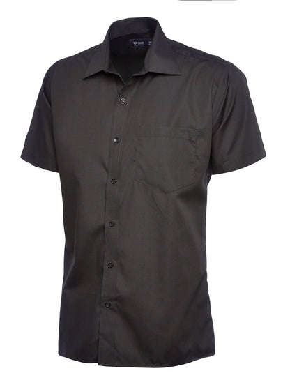 Uneek Mens Poplin Half Sleeve Shirt Black