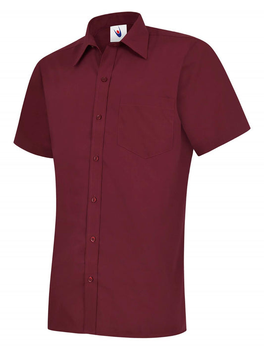 Uneek Mens Poplin Half Sleeve Shirt Burgundy