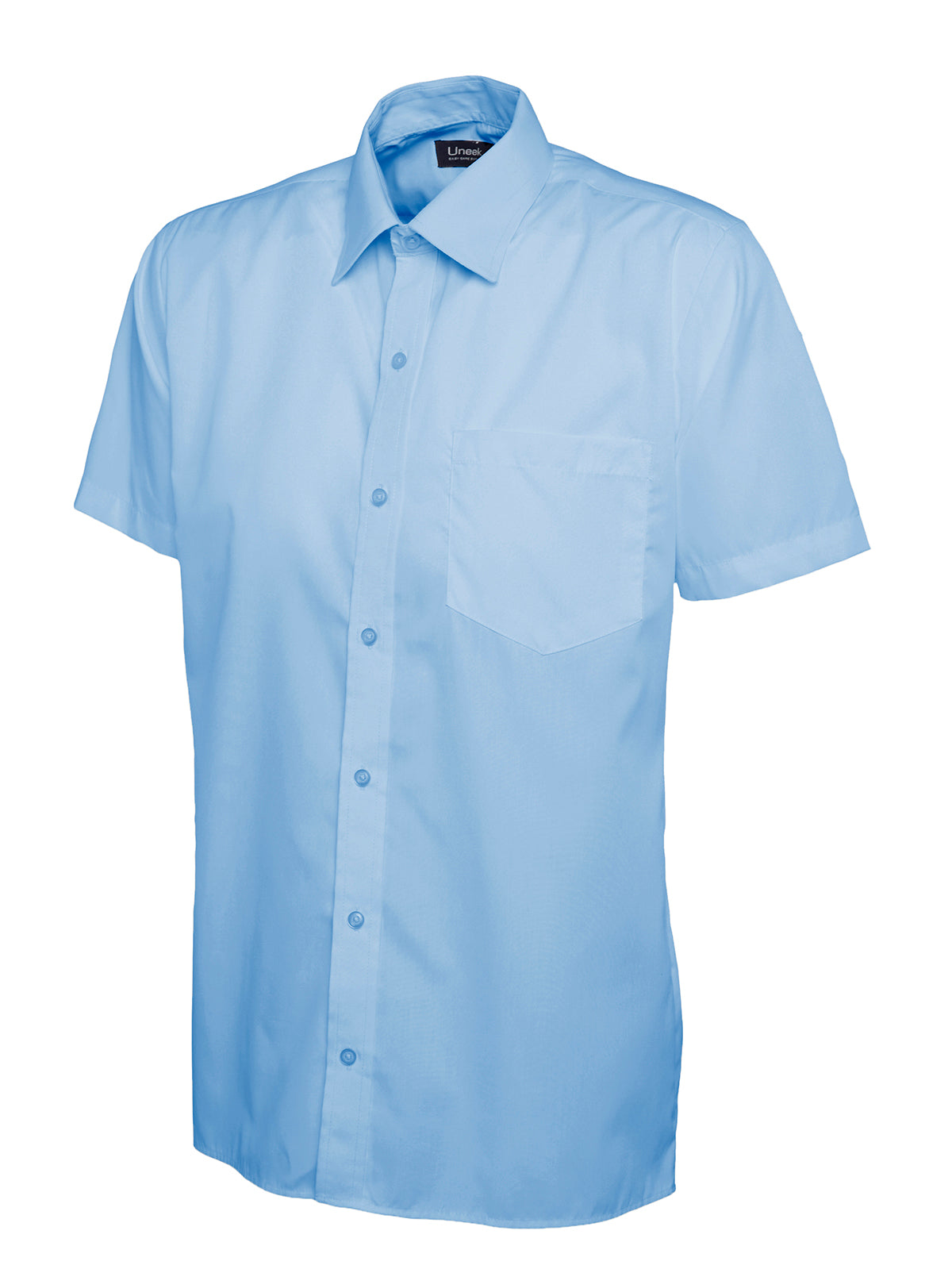 Uneek Mens Poplin Half Sleeve Shirt Light Blue