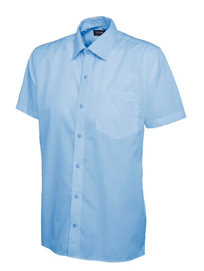 Uneek Mens Poplin Half Sleeve Shirt Light Blue