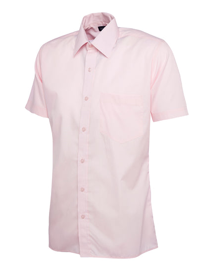 Uneek Mens Poplin Half Sleeve Shirt Pink