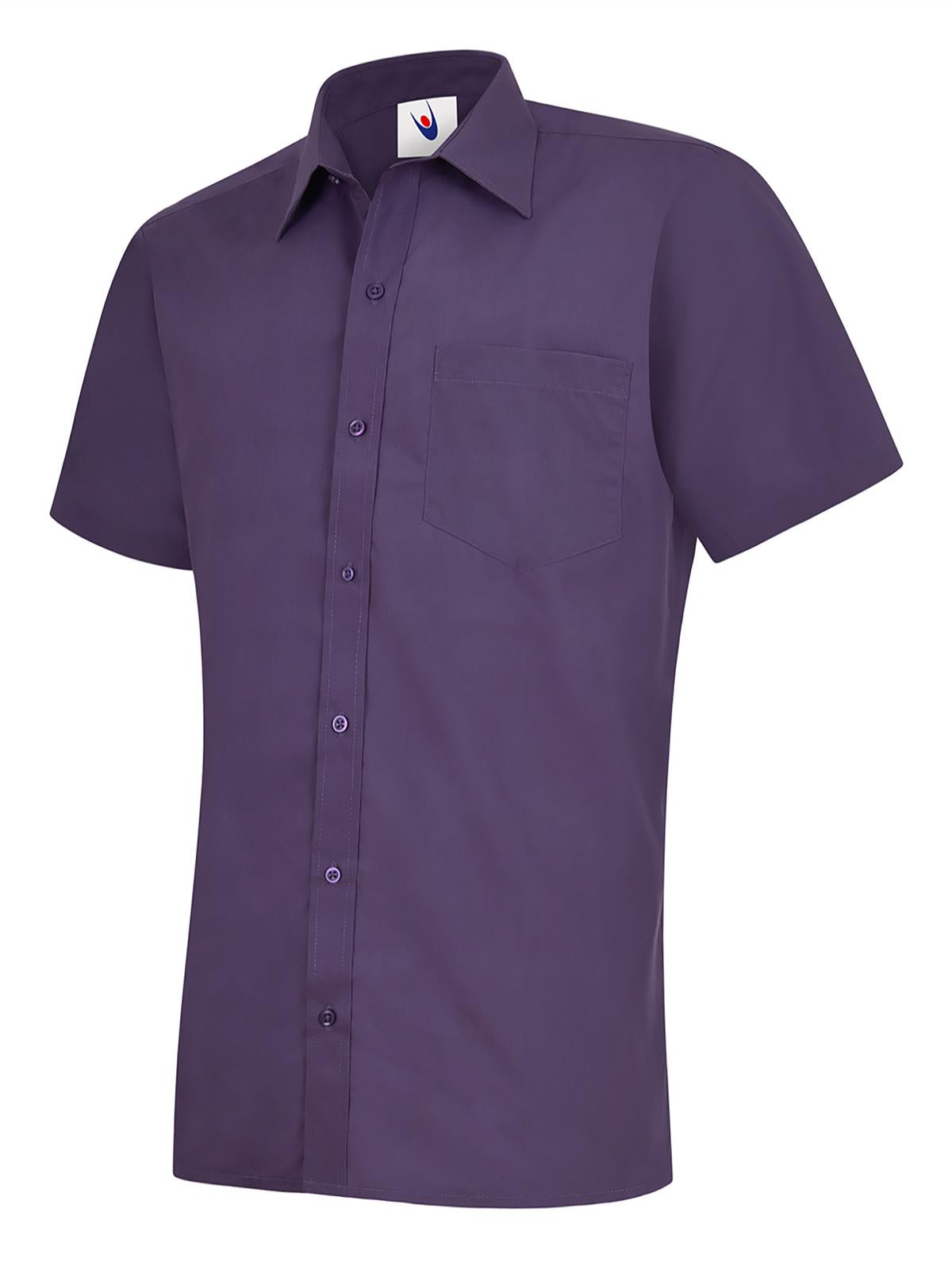 Uneek Mens Poplin Half Sleeve Shirt Purple