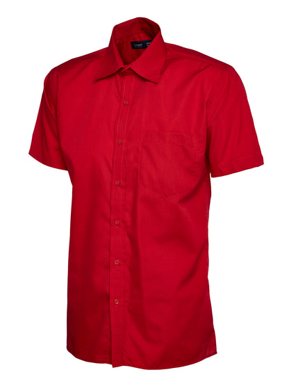 Uneek Mens Poplin Half Sleeve Shirt Red