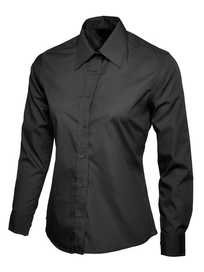 Uneek Ladies Poplin Full Sleeve Shirt Black