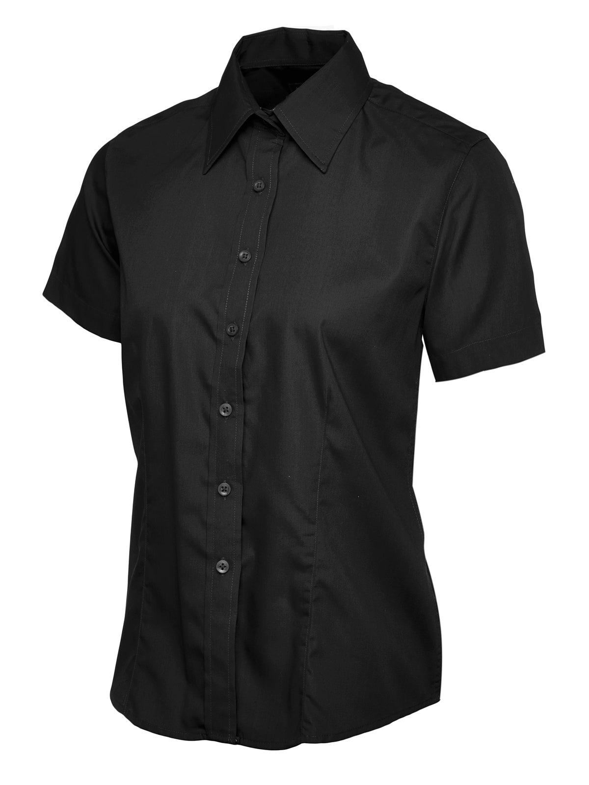 Uneek Ladies Poplin Half Sleeve Shirt Black