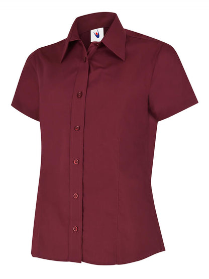 Uneek Ladies Poplin Half Sleeve Shirt Burgundy