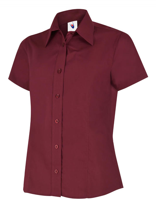 Uneek Ladies Poplin Half Sleeve Shirt Burgundy