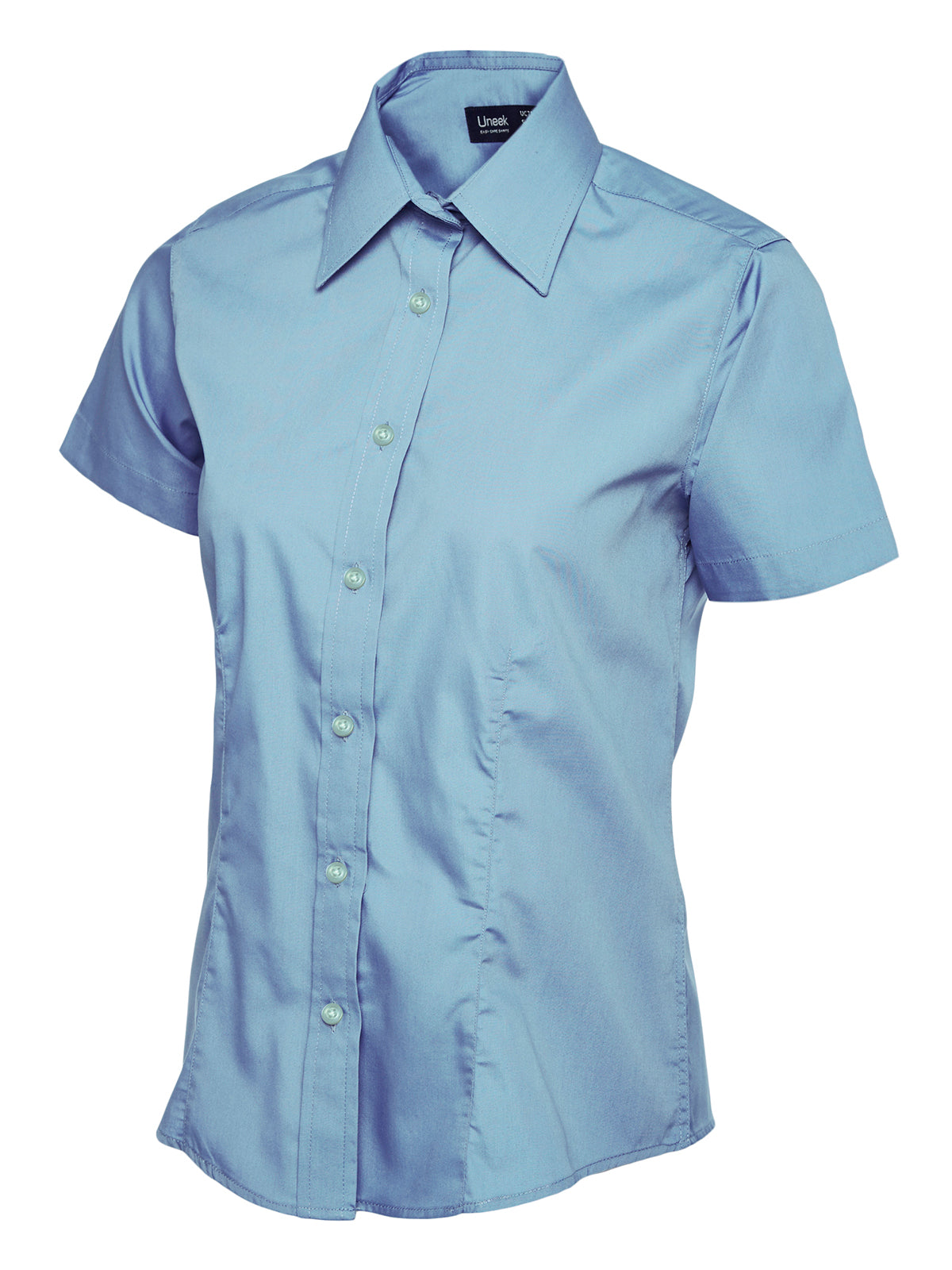 Uneek Ladies Poplin Half Sleeve Shirt Light Blue