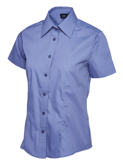 Uneek Ladies Poplin Half Sleeve Shirt Mid Blue