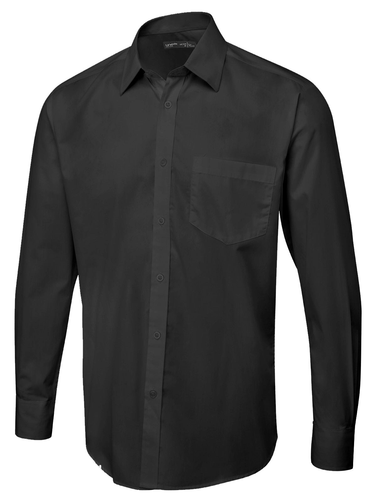 Uneek Men's Long Sleeve Poplin Shirt Black