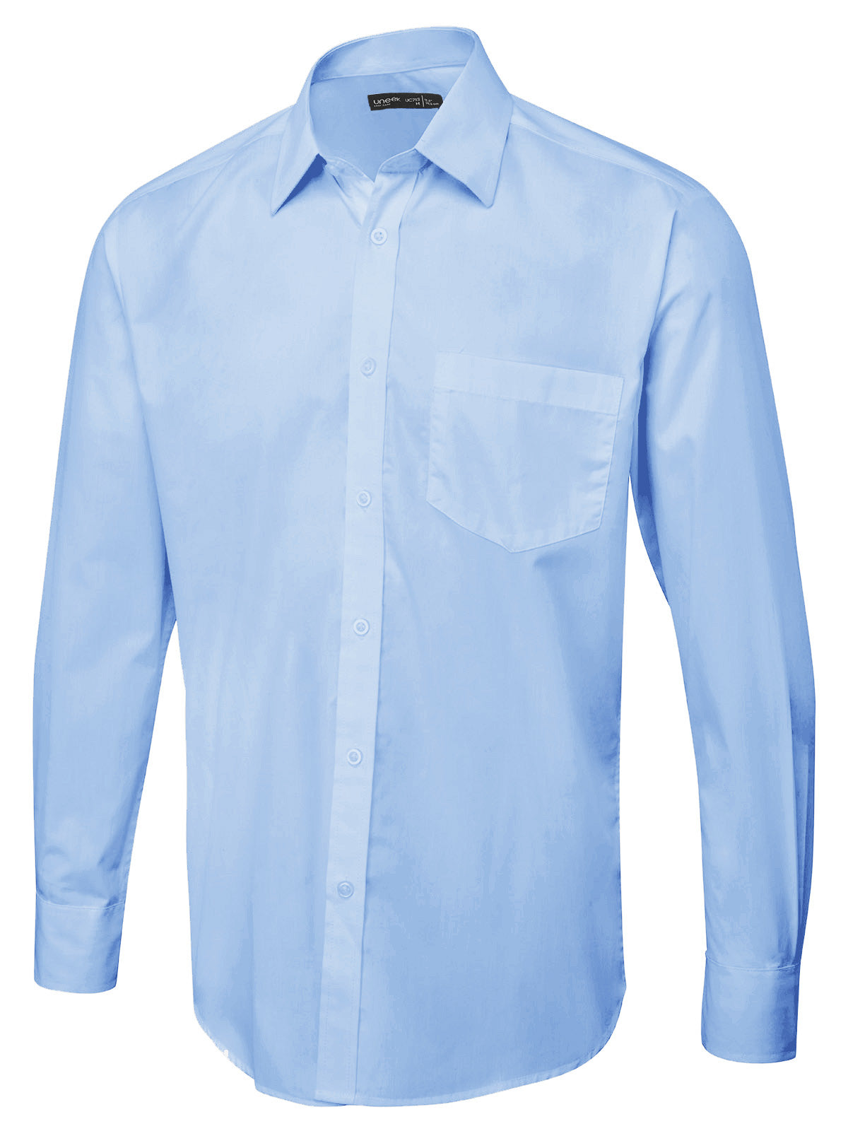 Uneek Men's Long Sleeve Poplin Shirt Light Blue