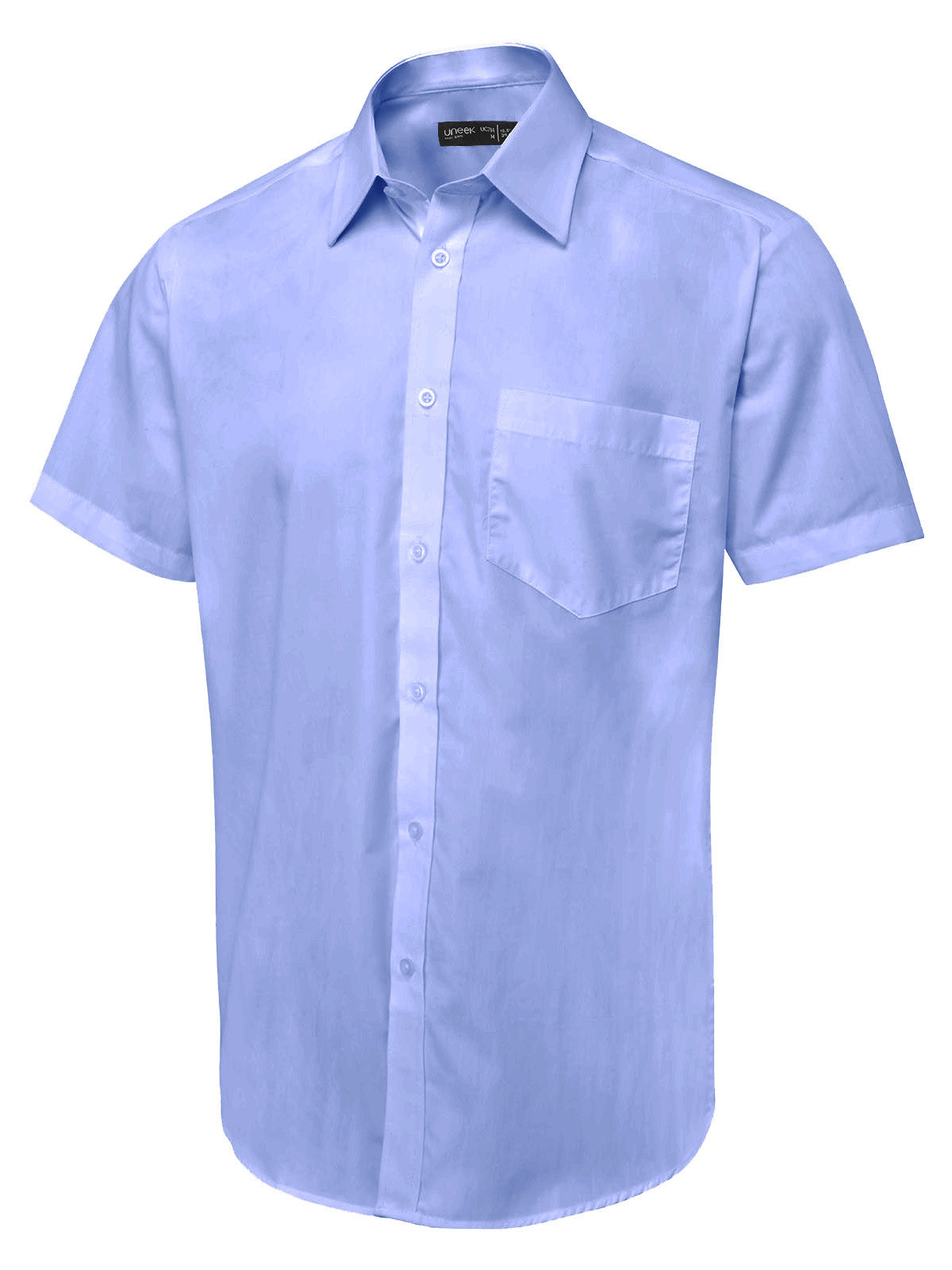 Uneek Men's Short Sleeve Poplin Shirt Mid Blue