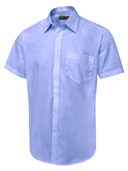 Uneek Men's Short Sleeve Poplin Shirt Mid Blue