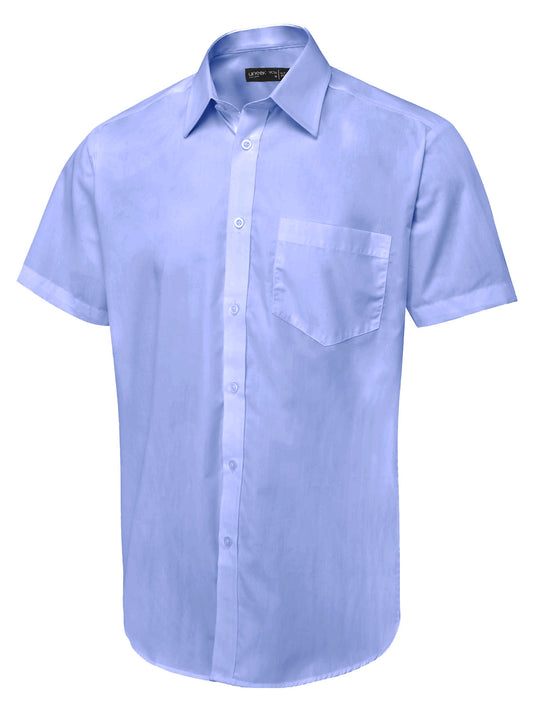 Uneek Men's Short Sleeve Poplin Shirt Mid Blue