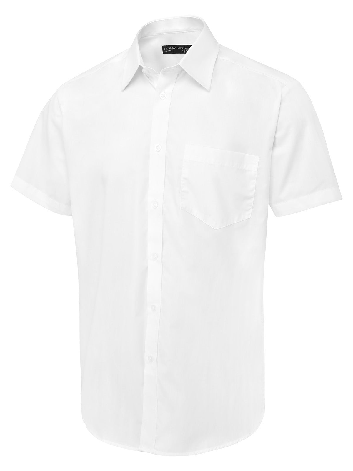 Uneek Men's Short Sleeve Poplin Shirt White