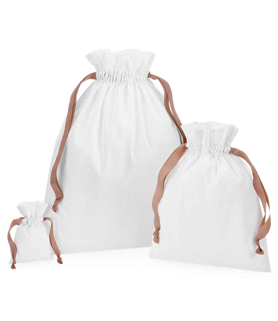 Westford Mill Westford Mill Cotton Bag Ribbon Drawstring Soft White/Rose Gold