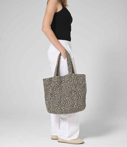 Westford Mill Leopard Print Canvas Shopper - model image