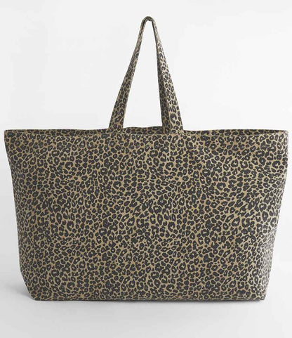 Westford Mill Leopard Print Canvas Oversized Tote Bag in Vintage Leopard Print