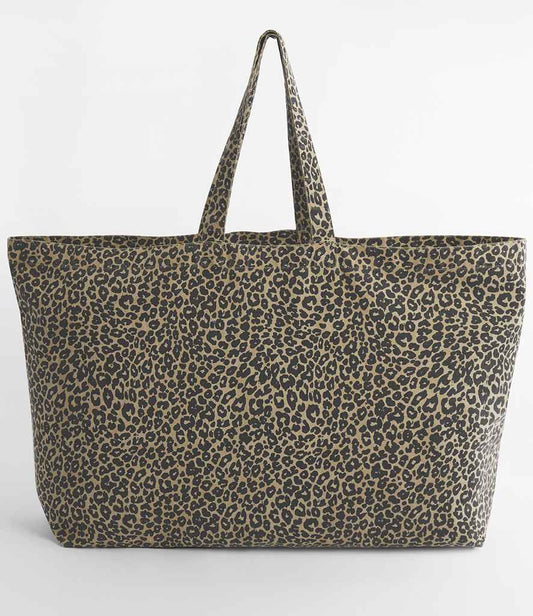 Westford Mill Leopard Print Canvas Oversized Tote Bag - model image