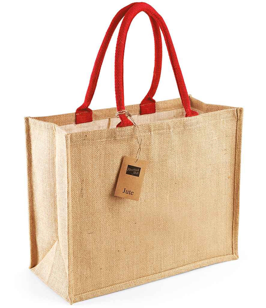 Westford Mill Jute Classic Shopper in Natural/Bright Red