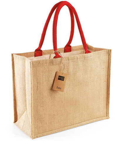 Westford Mill Jute Classic Shopper in Natural/Bright Red