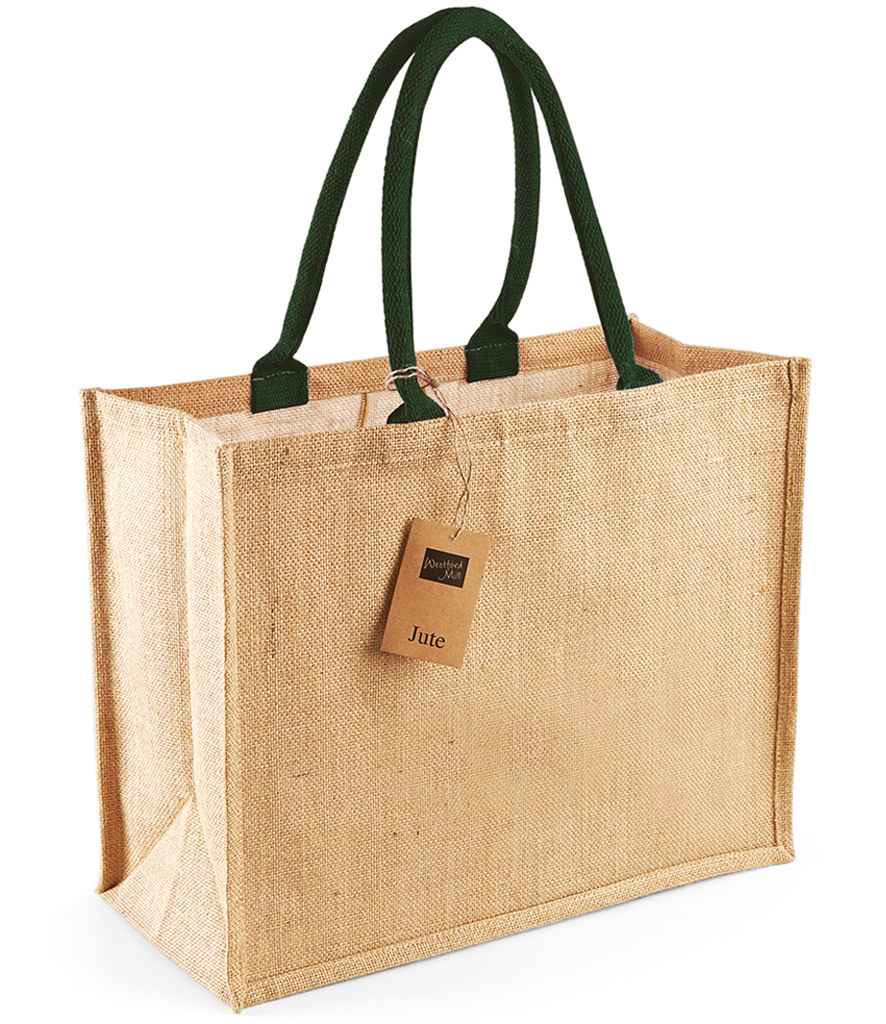 Westford Mill Jute Classic Shopper in Natural/Forest Green