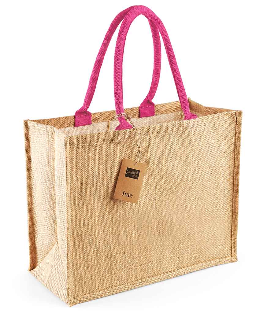 Westford Mill Jute Classic Shopper in Natural/Fuchsia
