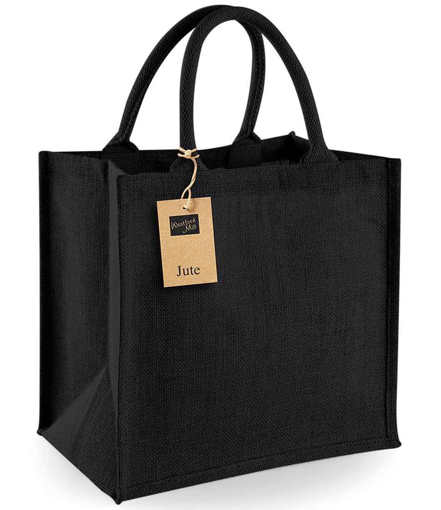 Westford Mill Jute Midi Tote Bag in Black/Black