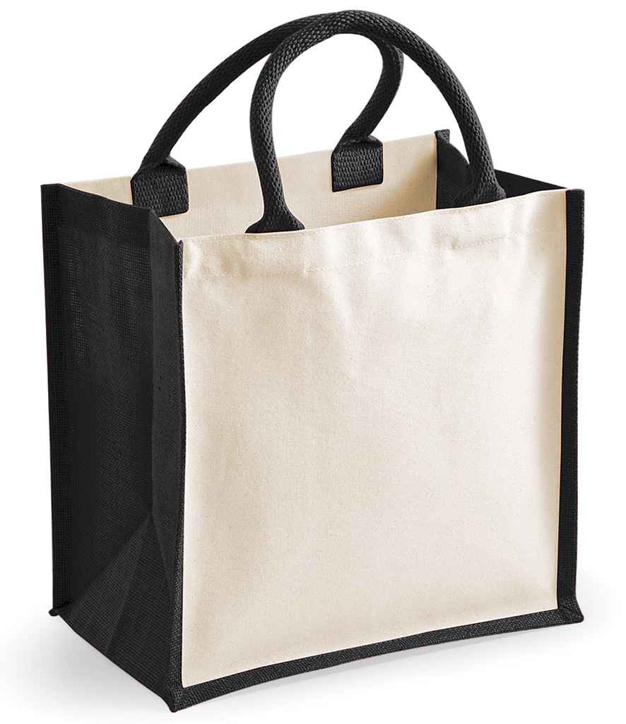 Westford Mill Printers Midi Jute Tote Bag in Black