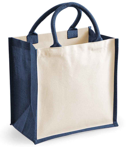 Westford Mill Printers Midi Jute Tote Bag in Navy