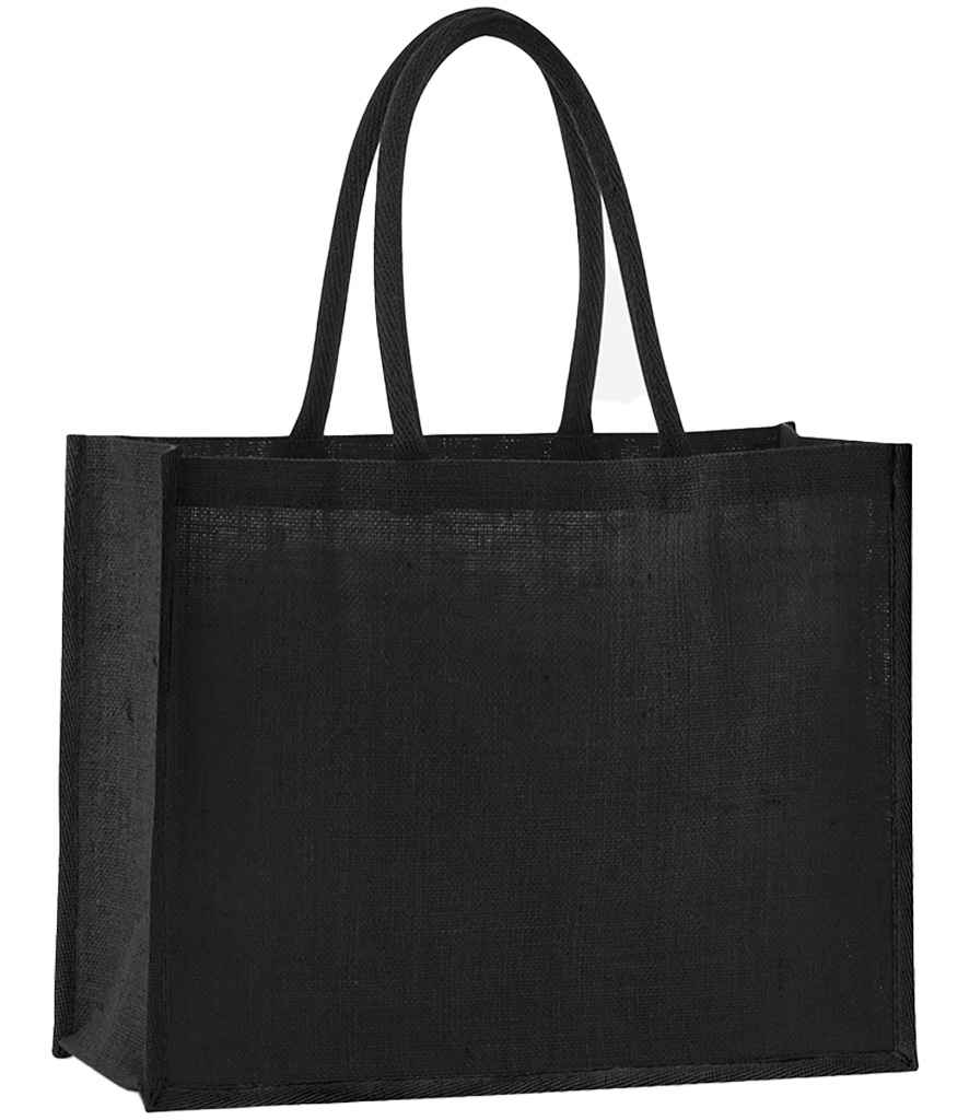 Westford Mill Natural Starched Jute Classic Shopper in Black/Black
