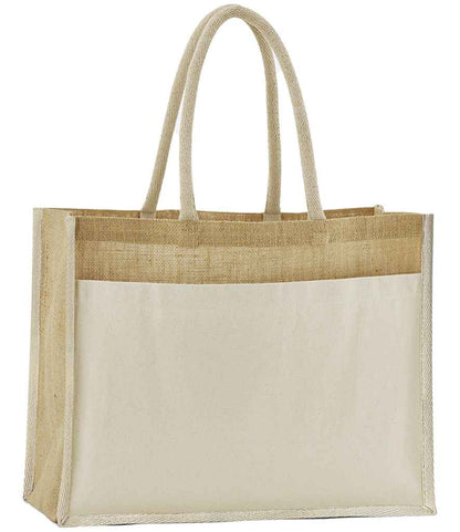 Westford Mill Cotton Pocket Natural Starched Jute Shopper in Natural