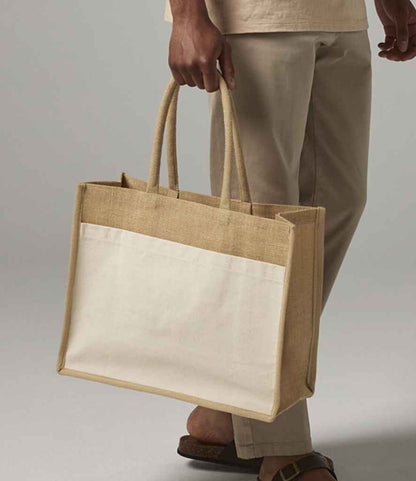 Westford Mill Cotton Pocket Natural Starched Jute Shopper - model image