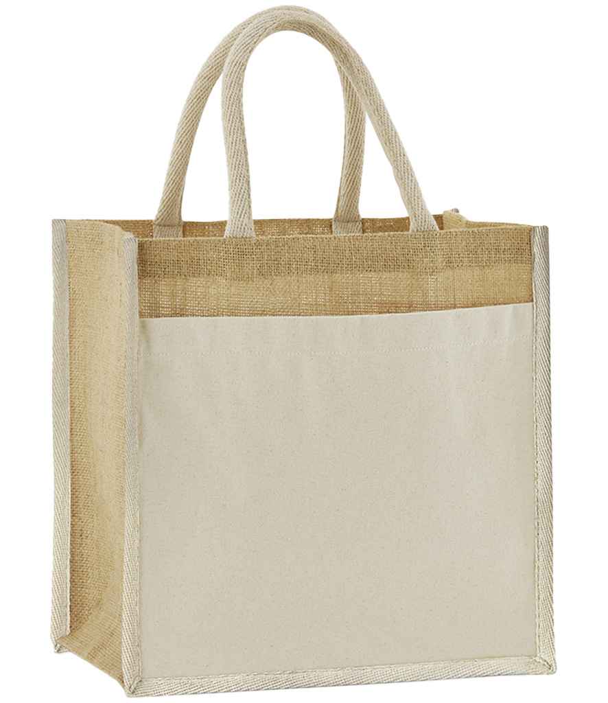 Westford Mill Cotton Pocket Natural Starched Jute Midi Tote Bag in Natural