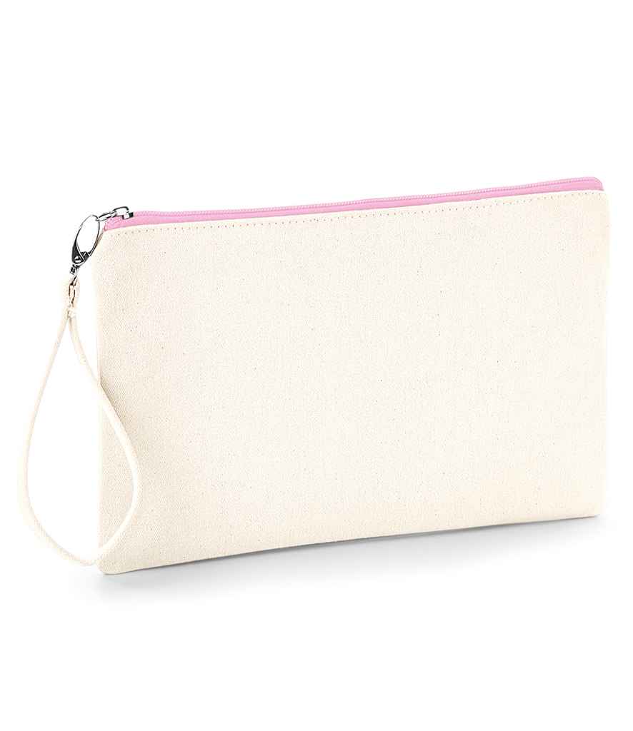 Westford Mill Canvas Wristlet Pouch in Natural/Pink
