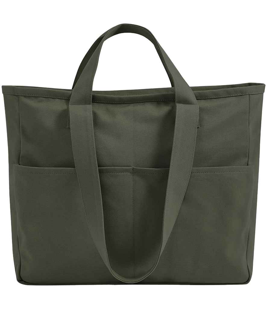 Westford Mill Double Handle Cargo Pocket Tote Bag in Olive Green