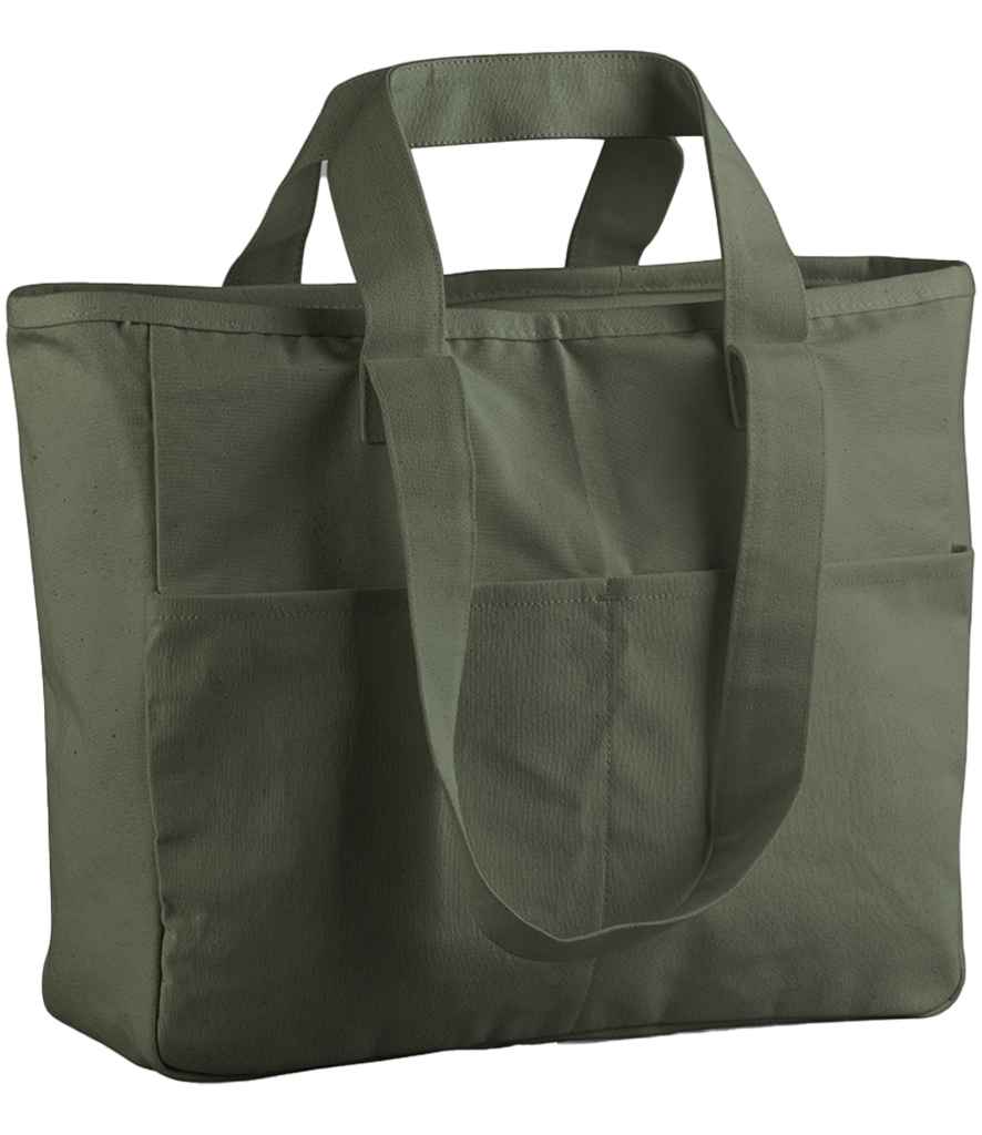 Westford Mill Westford Mill Double Handle Cargo Pocket Tote Bag Olive Green