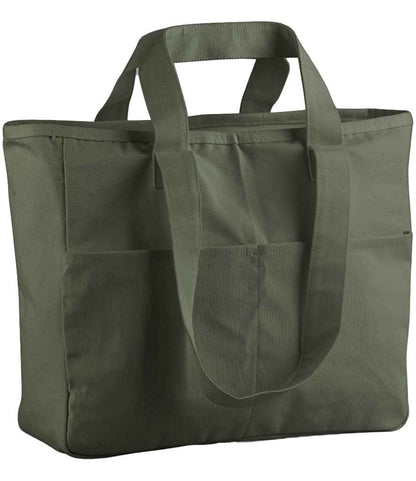 Westford Mill Westford Mill Double Handle Cargo Pocket Tote Bag Olive Green