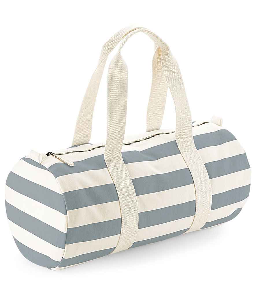 Westford Mill Nautical Barrel Bag in Natural/Grey