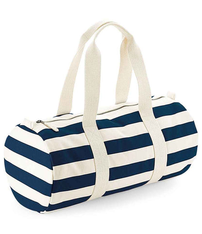 Westford Mill Nautical Barrel Bag in Natural/Navy