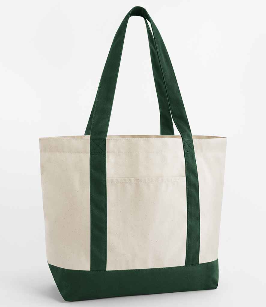 Westford Mill EarthAware® Organic Varsity Shopper in Natural/Bottle Green