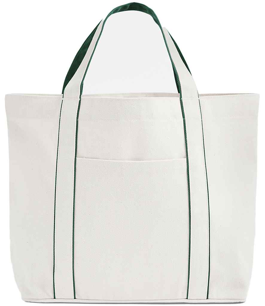 Westford Mill Courtside Medium Tote Bag in Soft White/Bottle Green