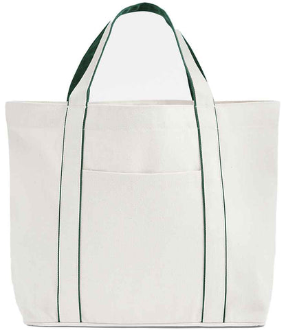 Westford Mill Courtside Medium Tote Bag in Soft White/Bottle Green