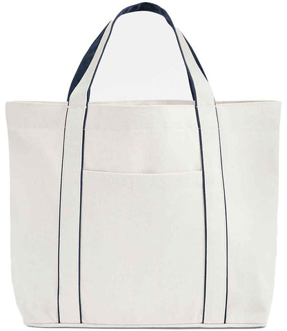 Westford Mill Courtside Medium Tote Bag in Soft White/French Navy