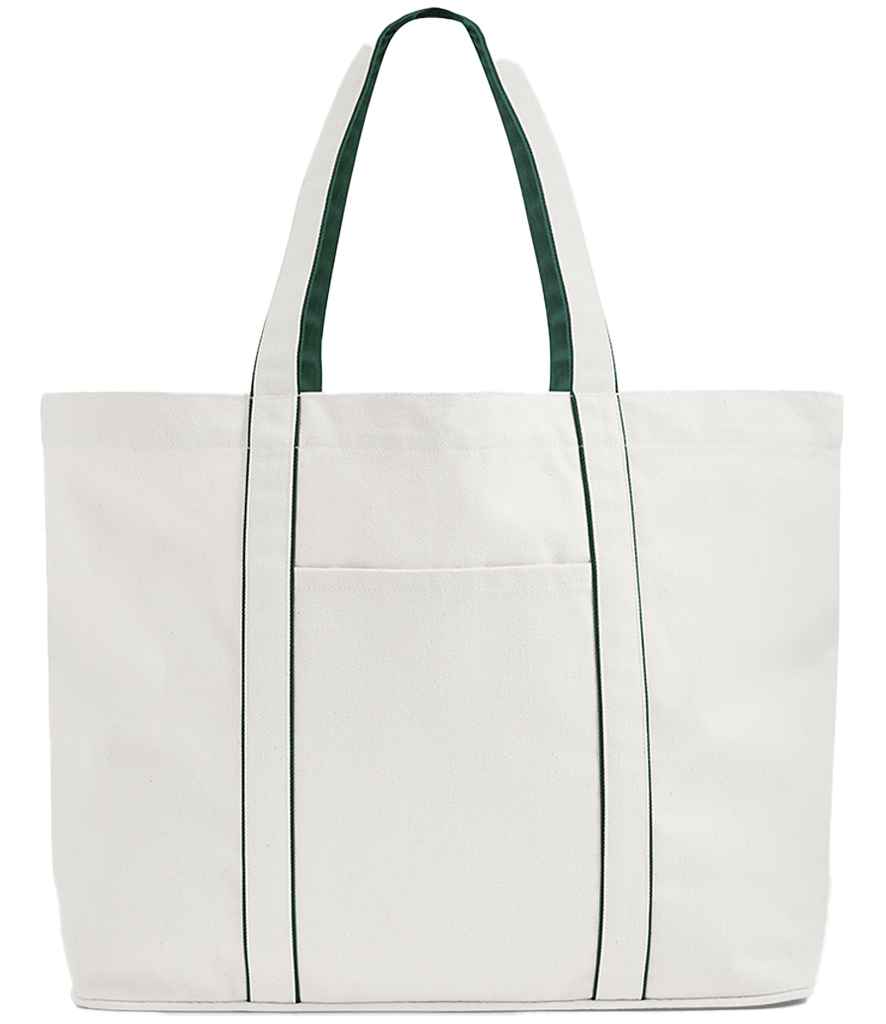 Westford Mill Courtside Large Tote Bag in Soft White/Bottle Green