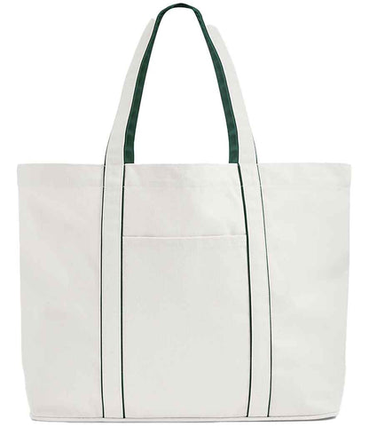 Westford Mill Courtside Large Tote Bag in Soft White/Bottle Green
