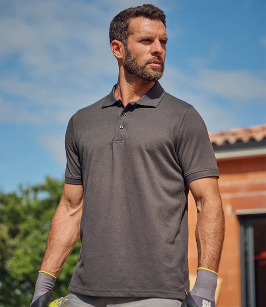WK Designed to Work Anti-Bacterial Piqué Polo Shirt - Dark Grey - Model