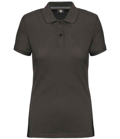 WK Designed to Work Ladies Anti-Bacterial Piqué Polo Shirt in Dark Grey