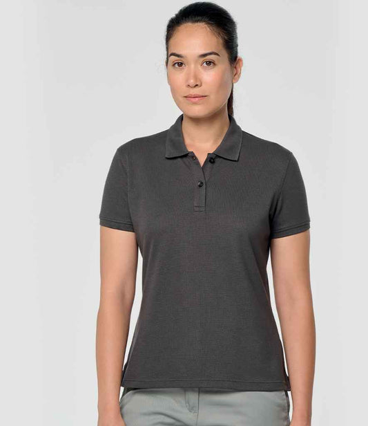 WK Designed to Work Ladies Anti-Bacterial Piqué Polo Shirt - Dark Grey