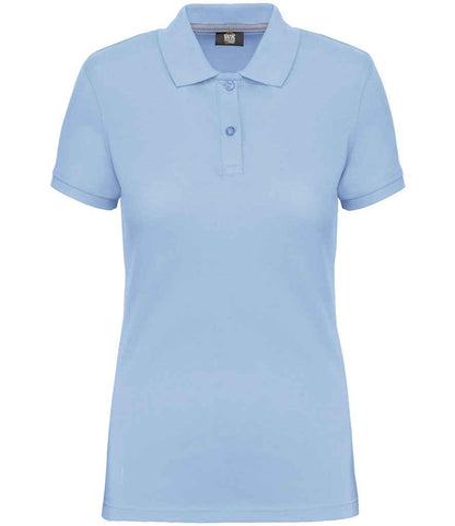 WK Designed to Work Ladies Anti-Bacterial Piqué Polo Shirt in Sky Blue